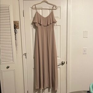 Birdy Grey Chiffon Taupe Maxi Dress